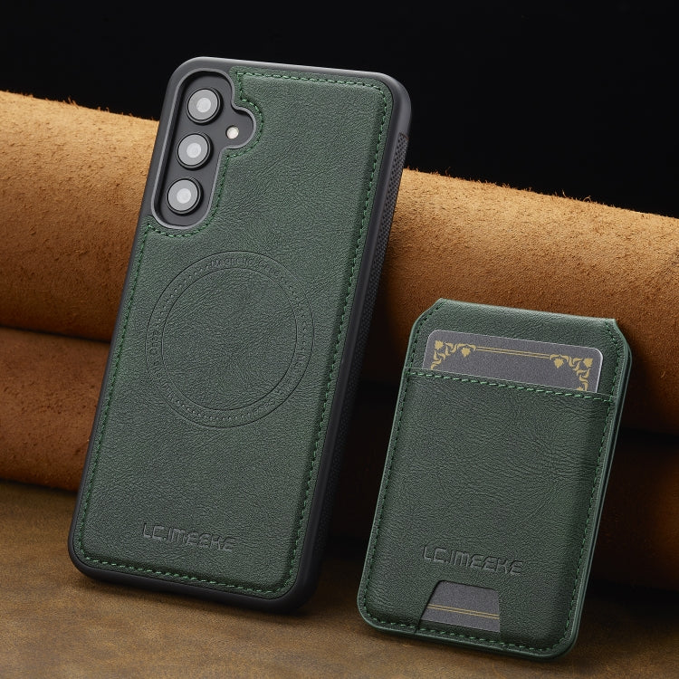 For Samsung Galaxy S23 FE 5G LC.IMEEKE L3 Series Detachable RFID Card Bag Magsafe Phone Case(Green)