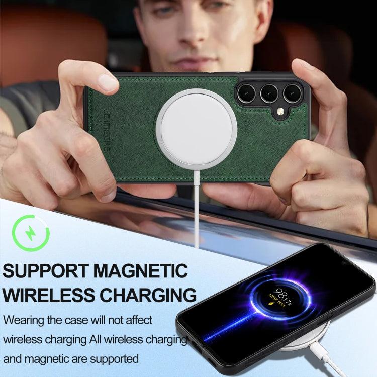 For Samsung Galaxy S23 FE 5G LC.IMEEKE L3 Series Detachable RFID Card Bag Magsafe Phone Case(Green)