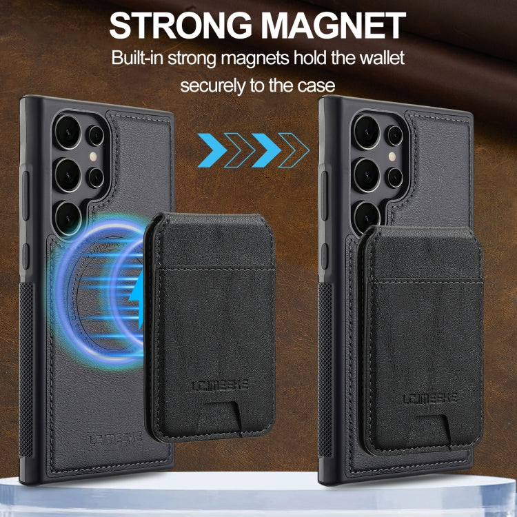 For Samsung Galaxy S22 Ultra 5G LC.IMEEKE L3 Series Detachable RFID Card Bag Magsafe Phone Case(Black)