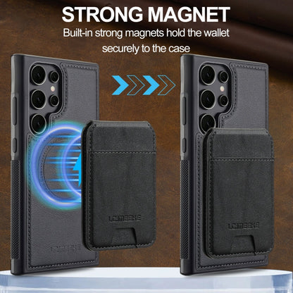 For Samsung Galaxy S22 Ultra 5G LC.IMEEKE L3 Series Detachable RFID Card Bag Magsafe Phone Case(Black)