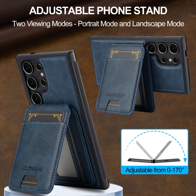 For Samsung Galaxy S22 Ultra 5G LC.IMEEKE L3 Series Detachable RFID Card Bag Magsafe Phone Case(Blue)