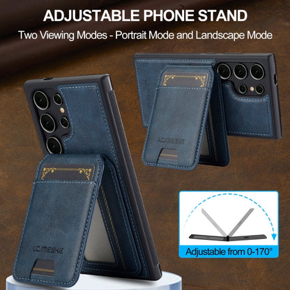 For Samsung Galaxy S22 Ultra 5G LC.IMEEKE L3 Series Detachable RFID Card Bag Magsafe Phone Case(Blue)