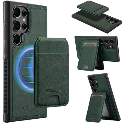 For Samsung Galaxy S22 Ultra 5G LC.IMEEKE L3 Series Detachable RFID Card Bag Magsafe Phone Case(Green)