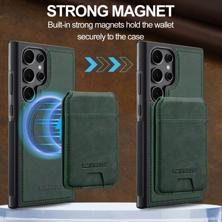 For Samsung Galaxy S22 Ultra 5G LC.IMEEKE L3 Series Detachable RFID Card Bag Magsafe Phone Case(Green)