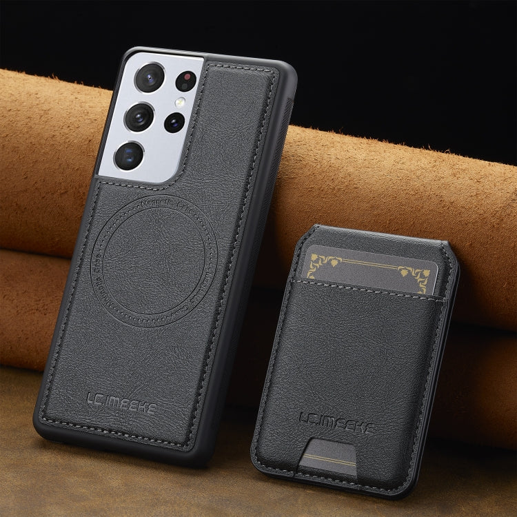 Pour Samsung Galaxy S21 Ultra 5G LC.IMEEKE L3 Series Étui de téléphone détachable avec porte-cartes RFID et Magsafe (Noir)