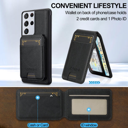 Pour Samsung Galaxy S21 Ultra 5G LC.IMEEKE L3 Series Étui de téléphone détachable avec porte-cartes RFID et Magsafe (Noir)