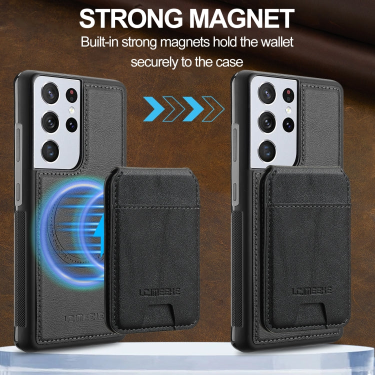 Pour Samsung Galaxy S21 Ultra 5G LC.IMEEKE L3 Series Étui de téléphone détachable avec porte-cartes RFID et Magsafe (Noir)