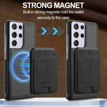 Pour Samsung Galaxy S21 Ultra 5G LC.IMEEKE L3 Series Étui de téléphone détachable avec porte-cartes RFID et Magsafe (Noir)