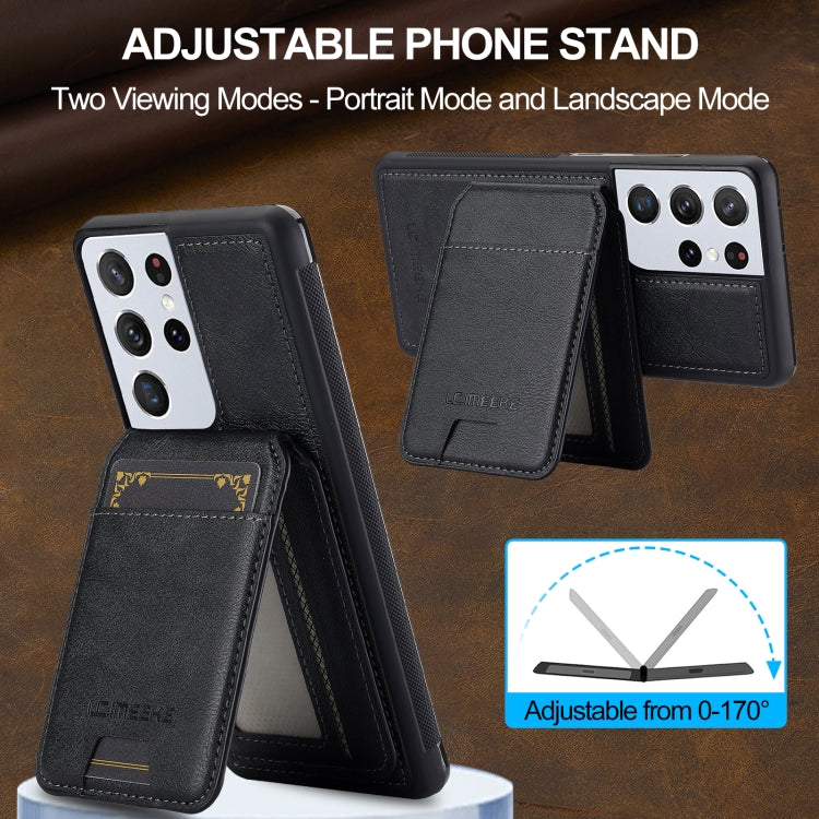 Pour Samsung Galaxy S21 Ultra 5G LC.IMEEKE L3 Series Étui de téléphone détachable avec porte-cartes RFID et Magsafe (Noir)