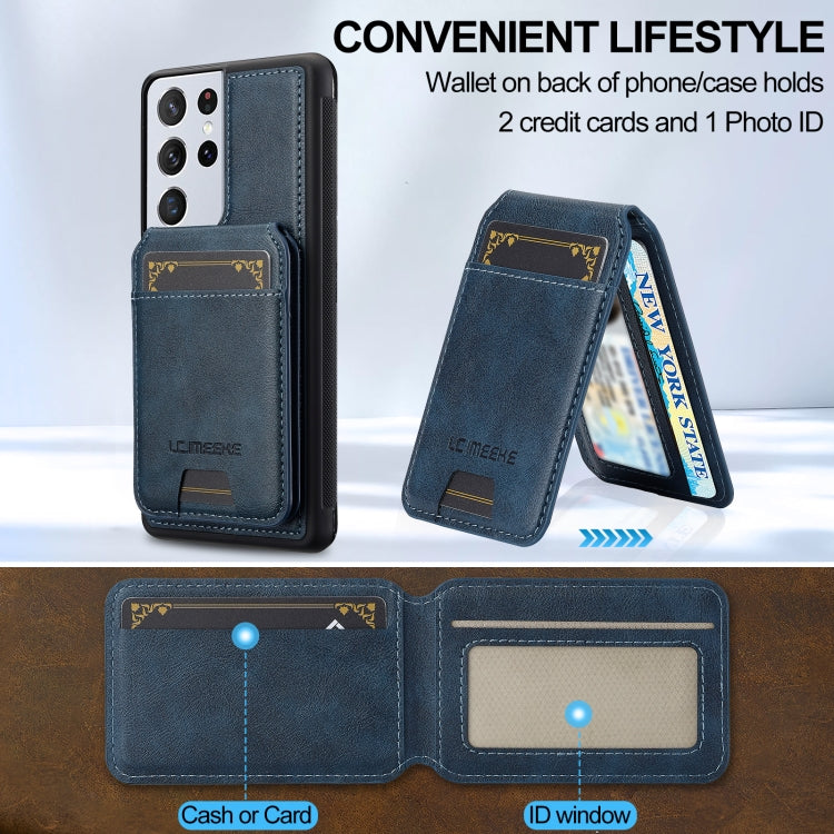 For Samsung Galaxy S21 Ultra 5G LC.IMEEKE L3 Series Detachable RFID Card Bag Magsafe Phone Case(Blue)
