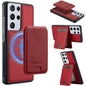 For Samsung Galaxy S21 Ultra 5G LC.IMEEKE L3 Series Detachable RFID Card Bag Magsafe Phone Case(Red)