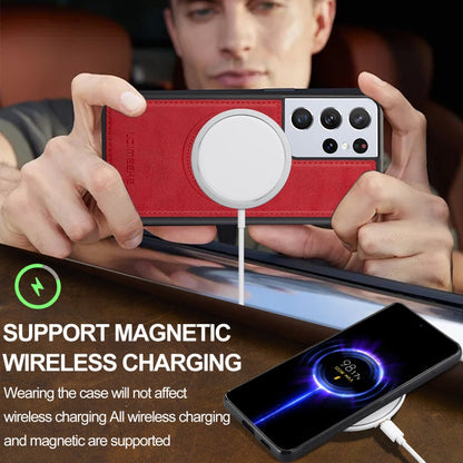 For Samsung Galaxy S21 Ultra 5G LC.IMEEKE L3 Series Detachable RFID Card Bag Magsafe Phone Case(Red)