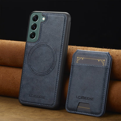 For Samsung Galaxy S21 5G LC.IMEEKE L3 Series Detachable RFID Card Bag Magsafe Phone Case(Blue)