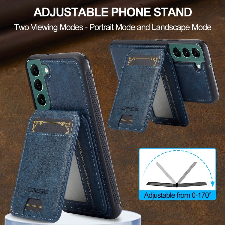 For Samsung Galaxy S21 5G LC.IMEEKE L3 Series Detachable RFID Card Bag Magsafe Phone Case(Blue)