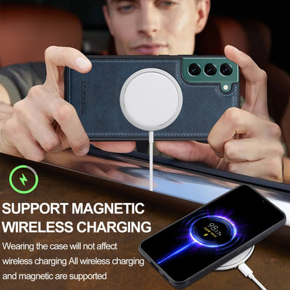 For Samsung Galaxy S21 5G LC.IMEEKE L3 Series Detachable RFID Card Bag Magsafe Phone Case(Blue)