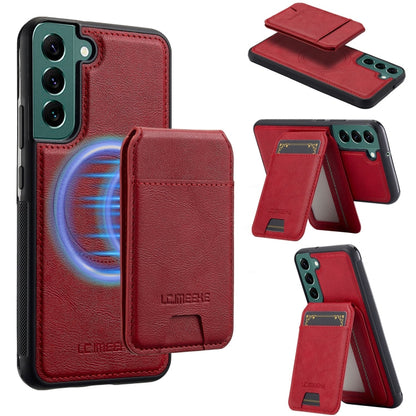Pour Samsung Galaxy S21 5G LC.IMEEKE Série L3 Housse de Téléphone Magsafe Amovible avec Porte-cartes RFID (Rouge)
