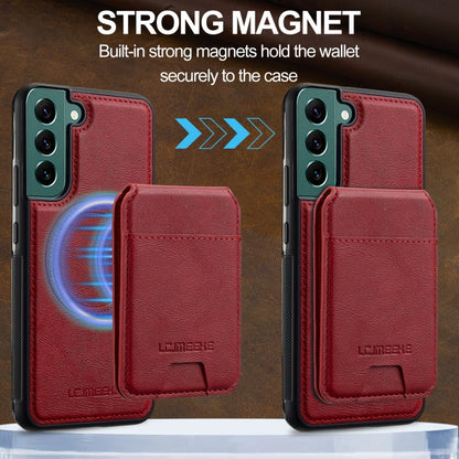 Pour Samsung Galaxy S21 5G LC.IMEEKE Série L3 Housse de Téléphone Magsafe Amovible avec Porte-cartes RFID (Rouge)