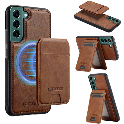 For Samsung Galaxy S21+ 5G LC.IMEEKE L3 Series Detachable RFID Card Bag Magsafe Phone Case(Brown)