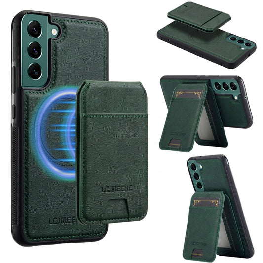 For Samsung Galaxy S21+ 5G LC.IMEEKE L3 Series Detachable RFID Card Bag Magsafe Phone Case(Green)