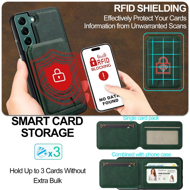 For Samsung Galaxy S21+ 5G LC.IMEEKE L3 Series Detachable RFID Card Bag Magsafe Phone Case(Green)