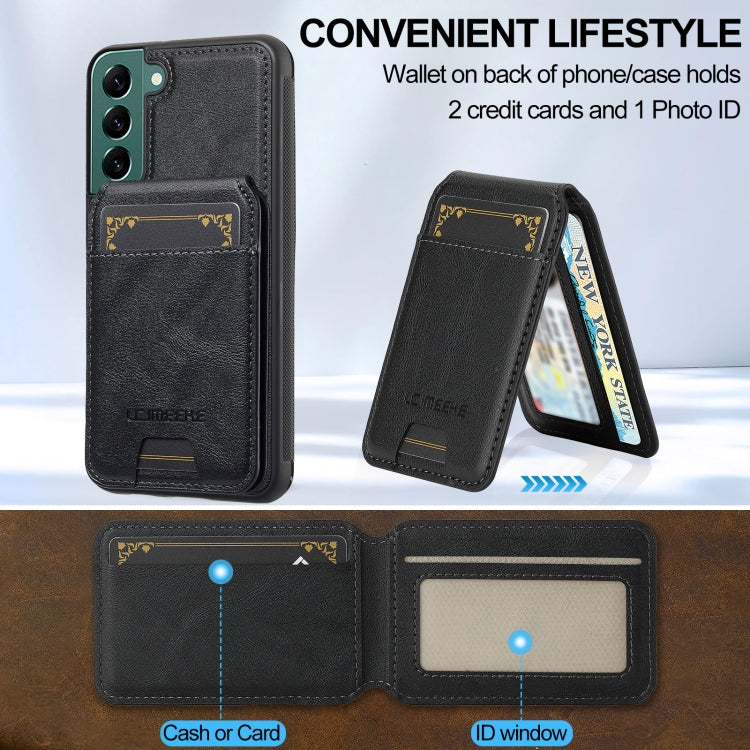 For Samsung Galaxy S22 5G LC.IMEEKE L3 Series Detachable RFID Card Bag Magsafe Phone Case(Black)