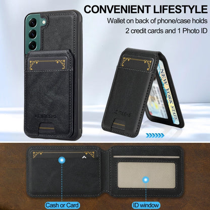 For Samsung Galaxy S22 5G LC.IMEEKE L3 Series Detachable RFID Card Bag Magsafe Phone Case(Black)
