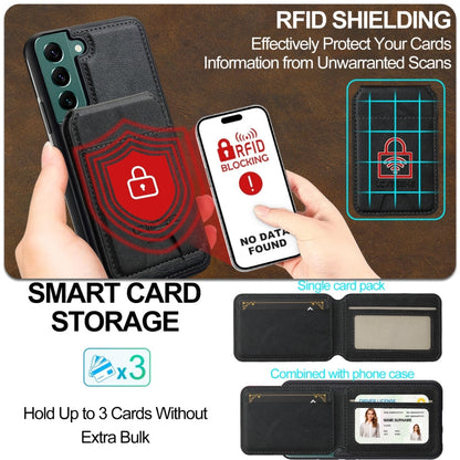 For Samsung Galaxy S22 5G LC.IMEEKE L3 Series Detachable RFID Card Bag Magsafe Phone Case(Black)