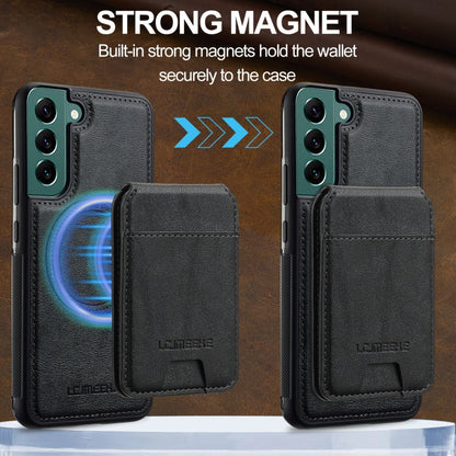 For Samsung Galaxy S22 5G LC.IMEEKE L3 Series Detachable RFID Card Bag Magsafe Phone Case(Black)
