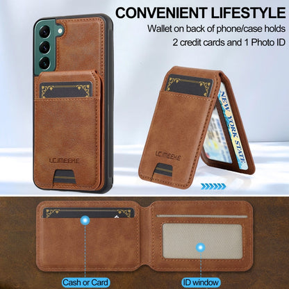 For Samsung Galaxy S22 5G LC.IMEEKE L3 Series Detachable RFID Card Bag Magsafe Phone Case(Brown)