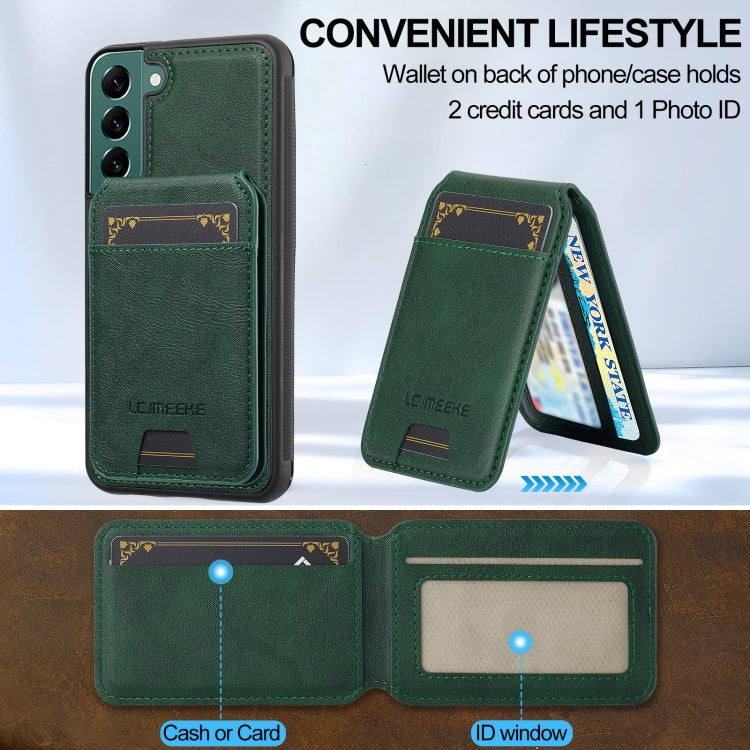 For Samsung Galaxy S22 5G LC.IMEEKE L3 Series Detachable RFID Card Bag Magsafe Phone Case(Green)