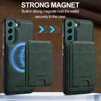 For Samsung Galaxy S22+ 5G LC.IMEEKE L3 Series Detachable RFID Card Bag Magsafe Phone Case(Green)