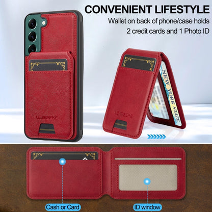 For Samsung Galaxy S22+ 5G LC.IMEEKE L3 Series Detachable RFID Card Bag Magsafe Phone Case(Red)