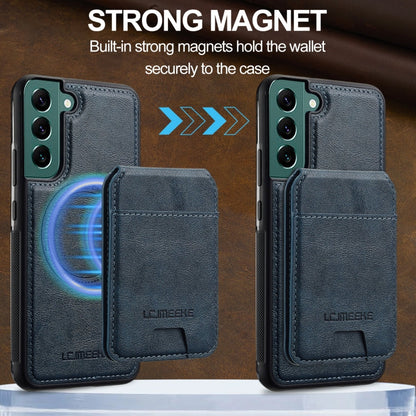 Pour Samsung Galaxy S21 FE 5G LC.IMEEKE Série L3 Sac à Cartes RFID Détachable Étui de Téléphone Magsafe (Bleu)