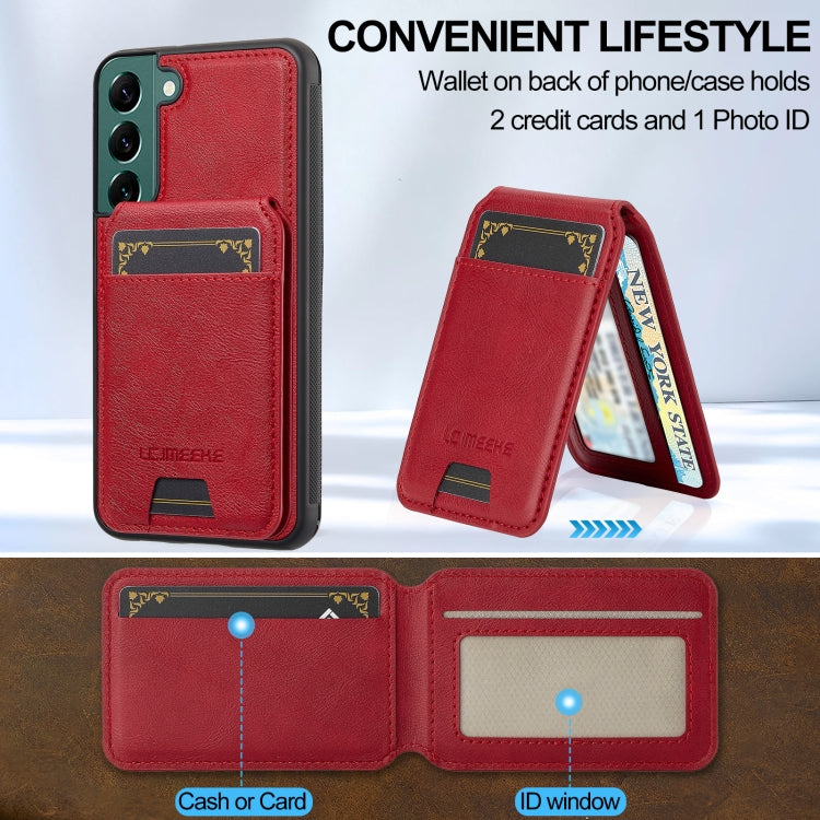 Pour Samsung Galaxy S21 FE 5G LC.IMEEKE Série L3 Sac de cartes RFID détachable Étui de téléphone Magsafe (Rouge)