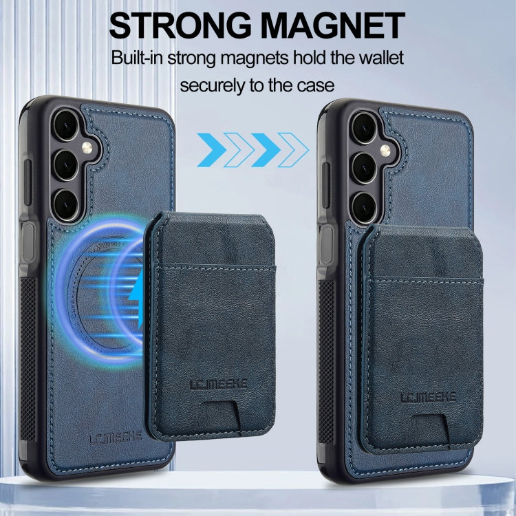 For Samsung Galaxy A55 5G LC.IMEEKE L3 Series Detachable RFID Card Bag Magsafe Phone Case(Blue)