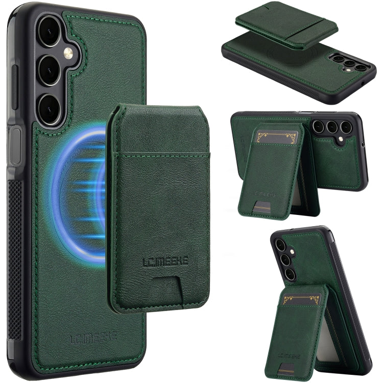 For Samsung Galaxy A55 5G LC.IMEEKE L3 Series Detachable RFID Card Bag Magsafe Phone Case(Green)