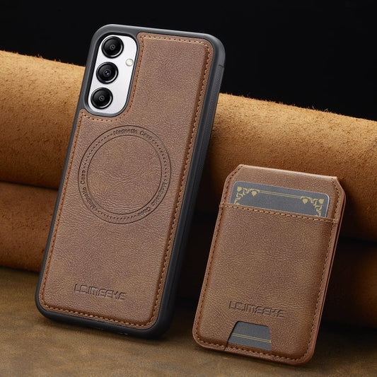 For Samsung Galaxy A54 5G LC.IMEEKE L3 Series Detachable RFID Card Bag Magsafe Phone Case(Brown)