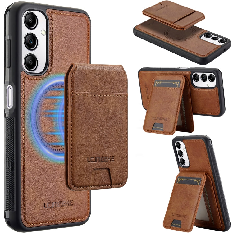 Pour Samsung Galaxy A54 5G LC.IMEEKE L3 Series Sac de cartes RFID détachable Magsafe Coque de téléphone (Marron)