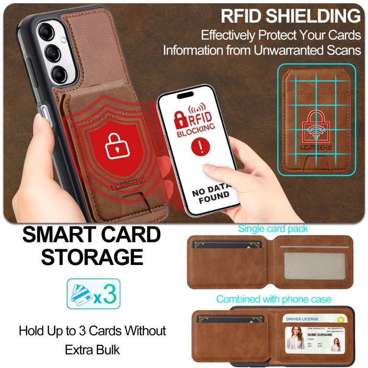 Pour Samsung Galaxy A54 5G LC.IMEEKE L3 Series Sac de cartes RFID détachable Magsafe Coque de téléphone (Marron)
