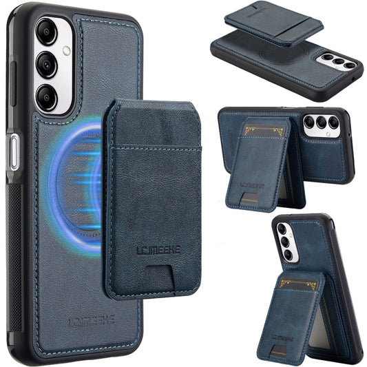 For Samsung Galaxy A34 5G LC.IMEEKE L3 Series Detachable RFID Card Bag Magsafe Phone Case(Blue)