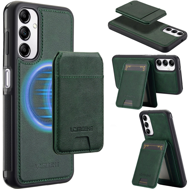 For Samsung Galaxy A34 5G LC.IMEEKE L3 Series Detachable RFID Card Bag Magsafe Phone Case(Green)