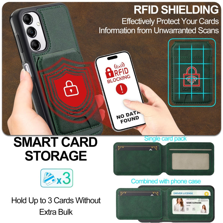 For Samsung Galaxy A34 5G LC.IMEEKE L3 Series Detachable RFID Card Bag Magsafe Phone Case(Green)