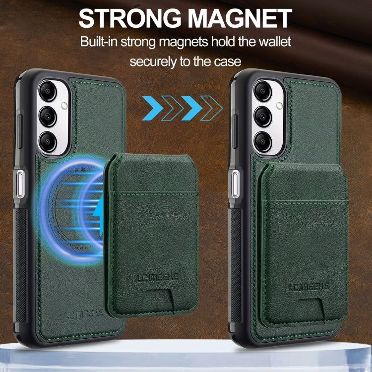 For Samsung Galaxy A34 5G LC.IMEEKE L3 Series Detachable RFID Card Bag Magsafe Phone Case(Green)