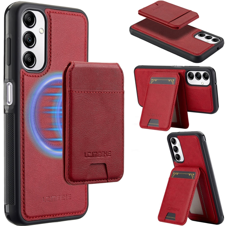 For Samsung Galaxy A34 5G LC.IMEEKE L3 Series Detachable RFID Card Bag Magsafe Phone Case(Red)