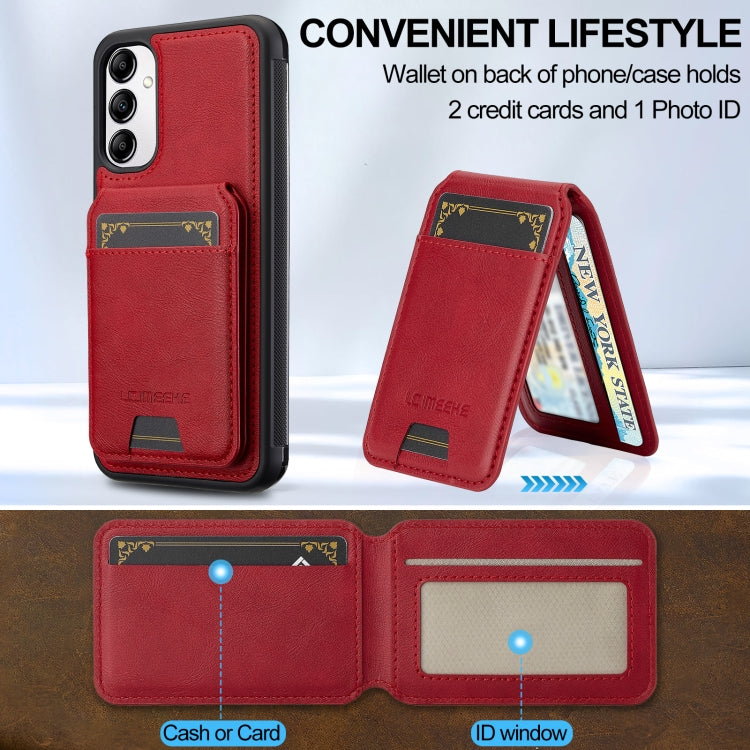 For Samsung Galaxy A34 5G LC.IMEEKE L3 Series Detachable RFID Card Bag Magsafe Phone Case(Red)