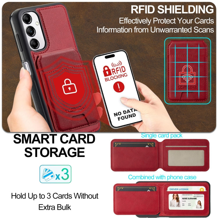 For Samsung Galaxy A34 5G LC.IMEEKE L3 Series Detachable RFID Card Bag Magsafe Phone Case(Red)