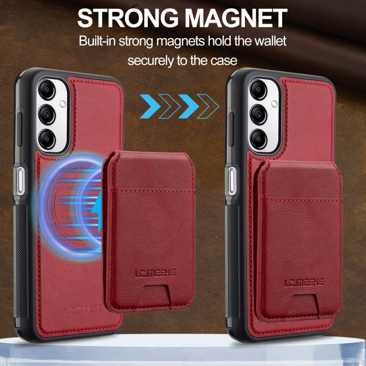 For Samsung Galaxy A34 5G LC.IMEEKE L3 Series Detachable RFID Card Bag Magsafe Phone Case(Red)