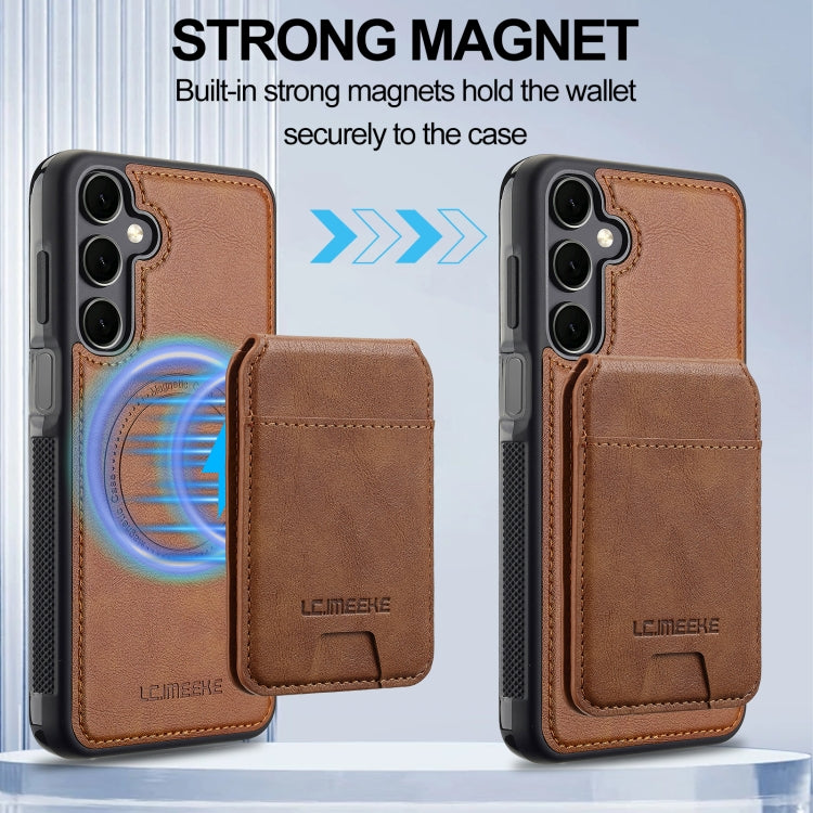 For Samsung Galaxy A16 5G LC.IMEEKE L3 Series Detachable RFID Card Bag Magsafe Phone Case(Brown)