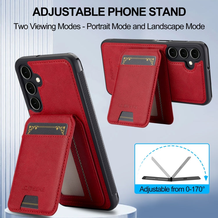 For Samsung Galaxy A16 5G LC.IMEEKE L3 Series Detachable RFID Card Bag Magsafe Phone Case(Red)
