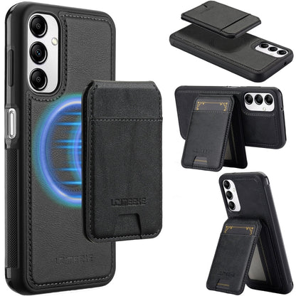 For Samsung Galaxy A14 5G / 4G LC.IMEEKE L3 Series Detachable RFID Card Bag Magsafe Phone Case(Black)